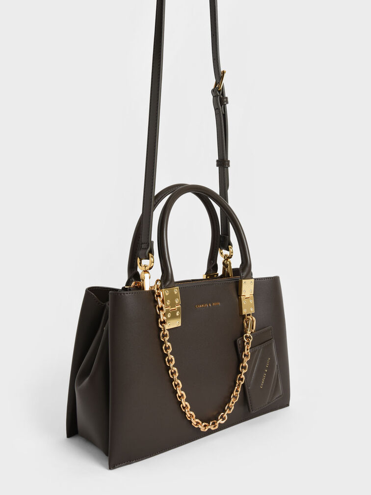 Large Double Handle Handbag, Dark Moss, hi-res