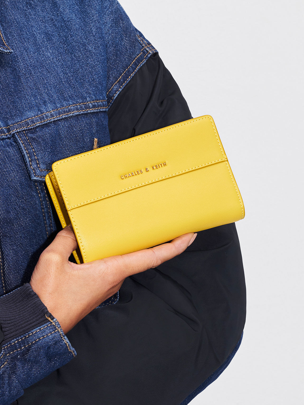 Charles and keith yellow wallet hot sale