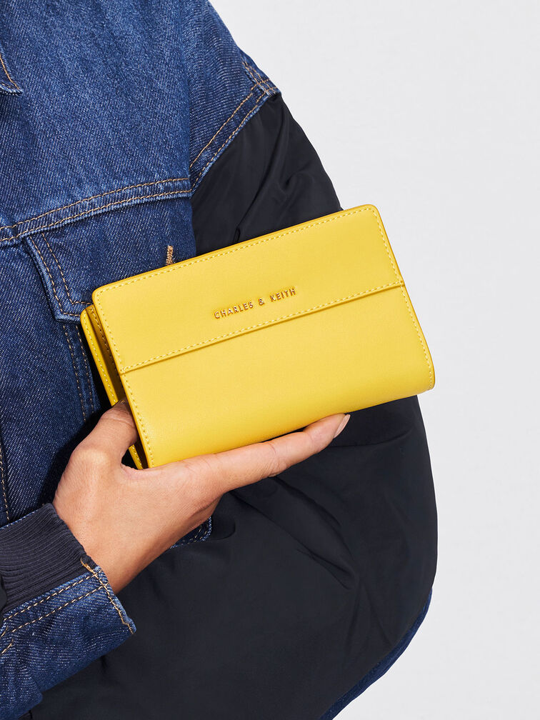 Snap Button Small Wallet, Yellow, hi-res