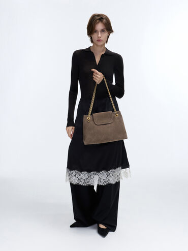 Large Apfra Quilted Shoulder Bag, Stone Grey, hi-res