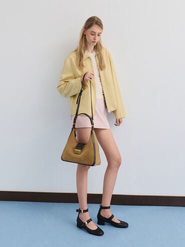 Charlot Recycled Suede Hobo Bag, Sahara Sand, hi-res