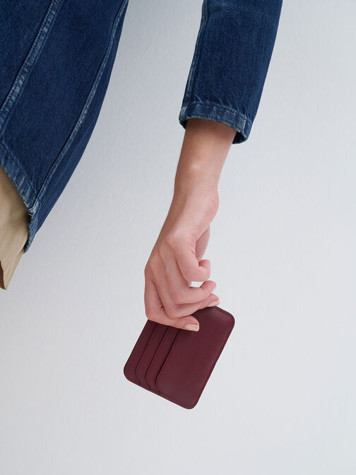 Cleo Quilted Card Holder, Burgundy, hi-res