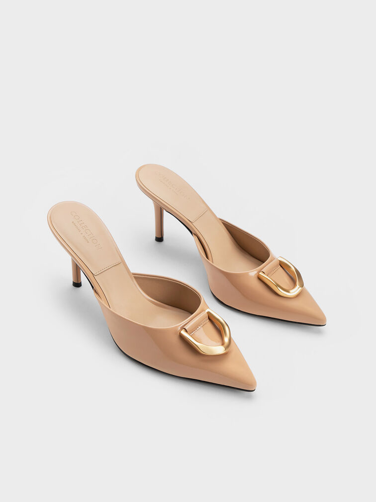 Gabine Patent Leather Mules, Nude, hi-res