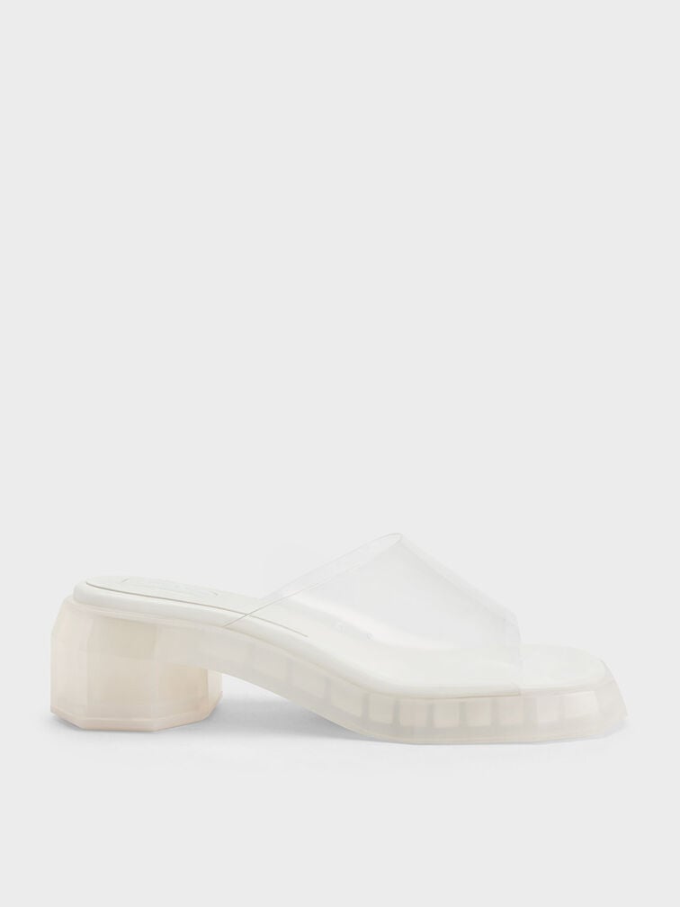 Fia See-Through Geometric Mules, White, hi-res
