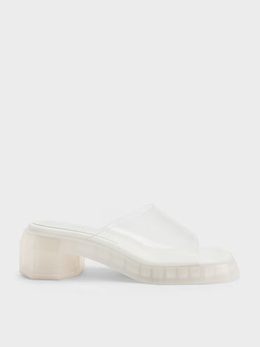 Fia See-Through Geometric Mules, White, hi-res