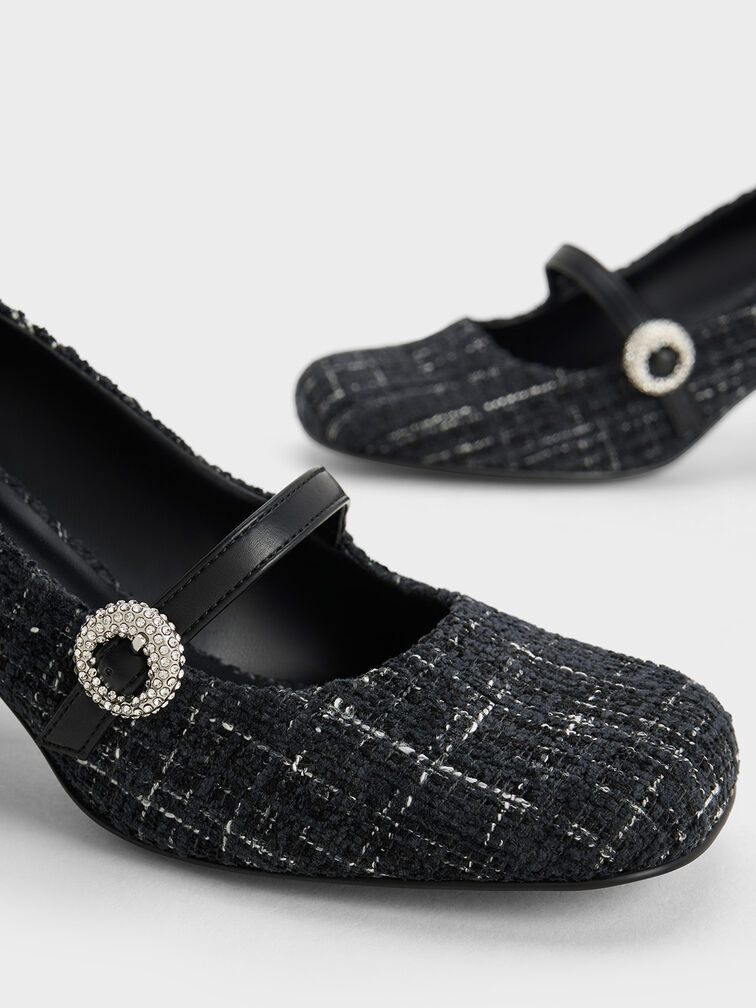 Tweed Crystal-Embellished Mary Jane Pumps, Multi, hi-res