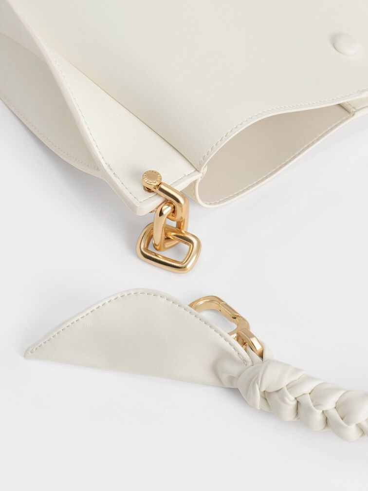 Cleona Braided Handle Shoulder Bag, White, hi-res