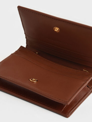 Cassia Snap Button Mini Short Wallet, Chocolate, hi-res