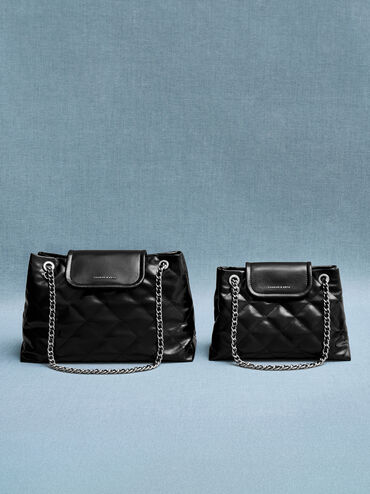 Large Apfra Quilted Shoulder Bag, Noir, hi-res