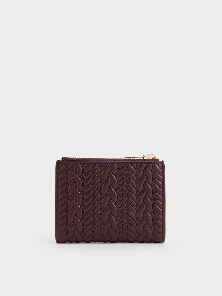 Apolline Textured Top-Zip Wallet, Wineberry Red, hi-res