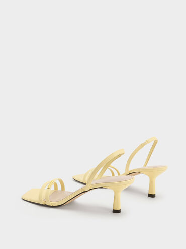 Double Strap Slingback Heeled Sandals, Yellow, hi-res