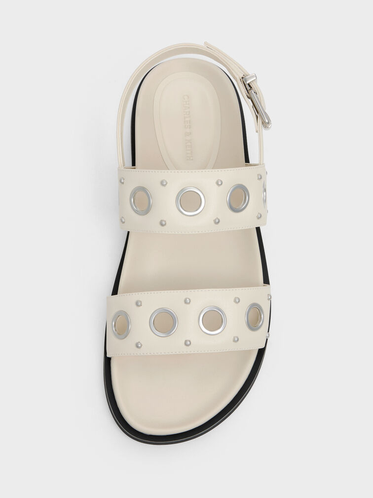 Grommet Crossover Slingback Sandals, Chalk, hi-res