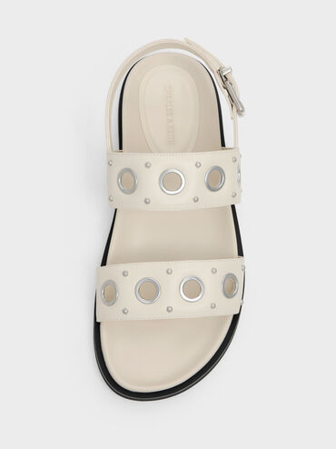 Grommet Crossover Slingback Sandals, Chalk, hi-res
