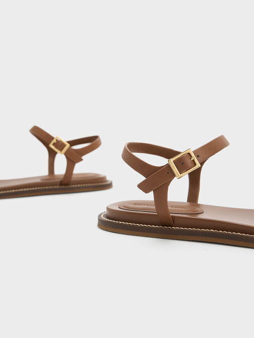 Horsebit Back Strap Sandals, Brown, hi-res