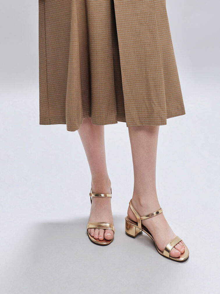 Alec Metallic Block-Heel Ankle-Strap Sandals, Light Gold, hi-res