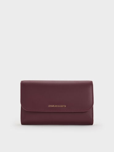 Octavia Front Flap Long Wallet, Wineberry Red, hi-res