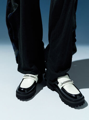 Remy Two-Tone Metallic-Accent Loafer Mules, Multi, hi-res