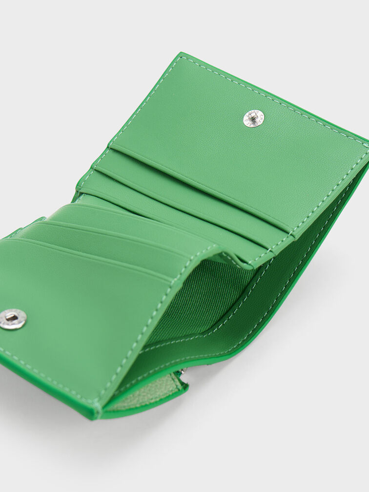 Marble-Print Bi-Fold Small Wallet, Green, hi-res