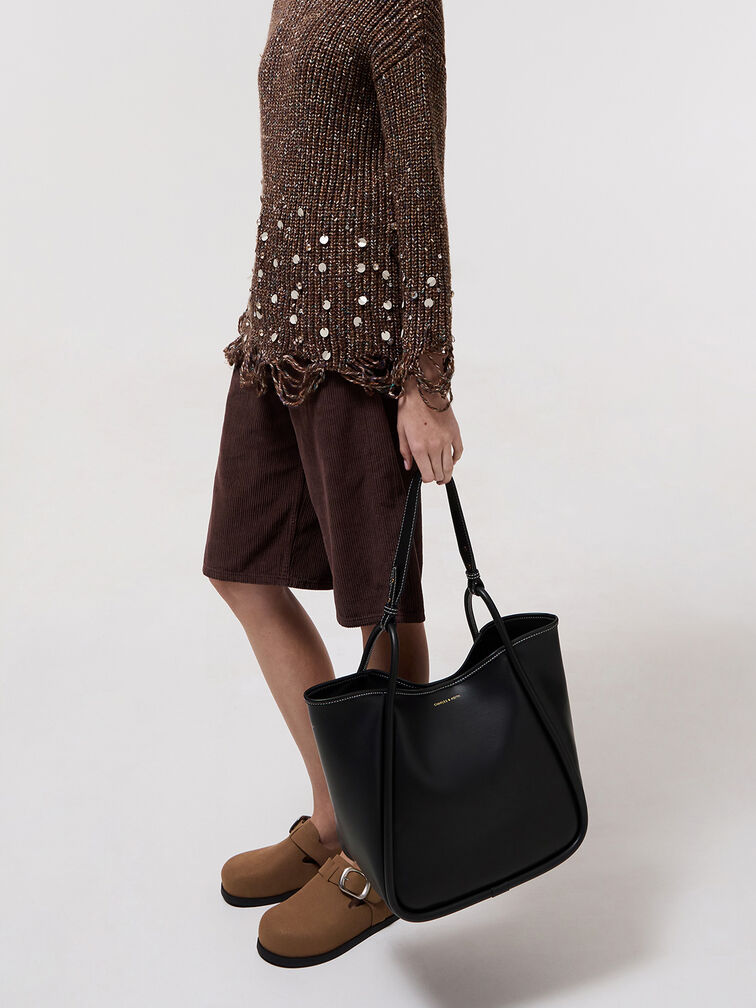 Lyla Tubular Slouchy Tote Bag, Black, hi-res
