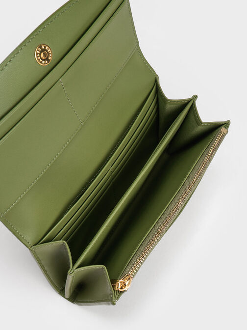Curved Flap Long Wallet, Pistachio, hi-res