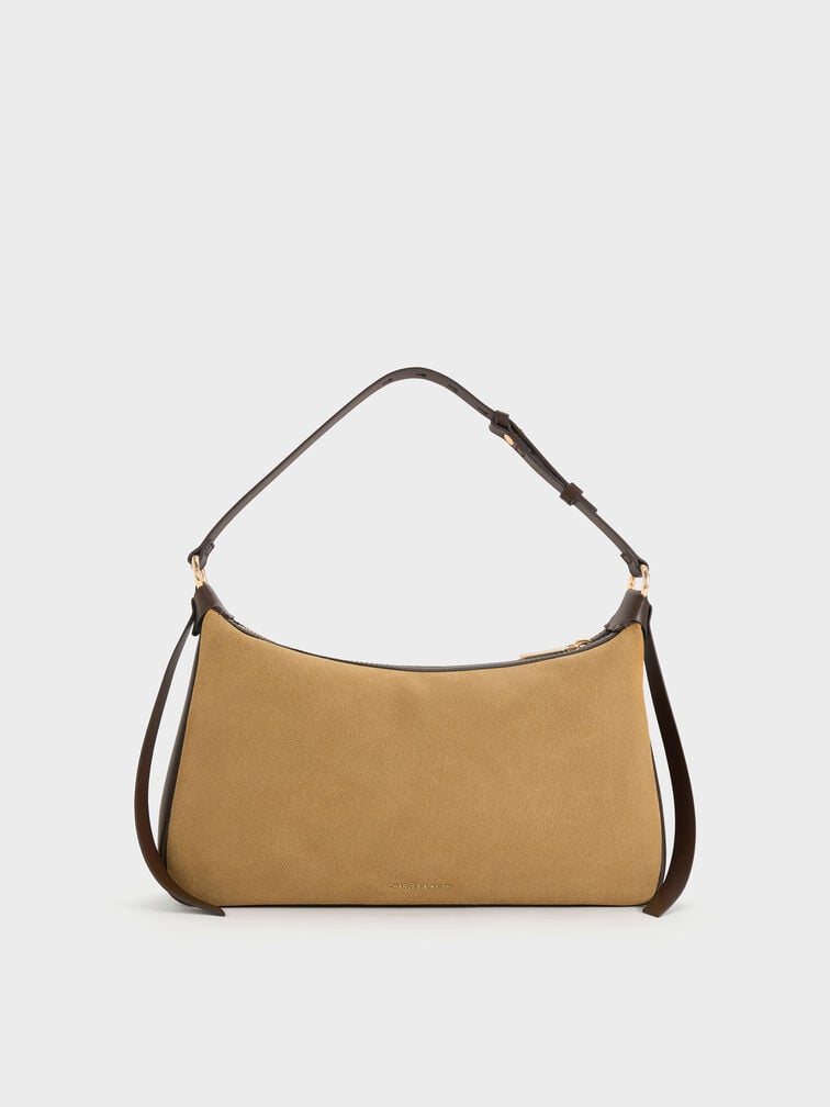 Calla Suede Shoulder Bag, Sahara Sand, hi-res