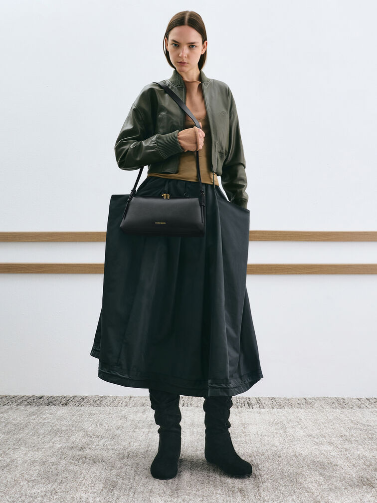 Deyna Double-Strap Shoulder Bag, Black, hi-res