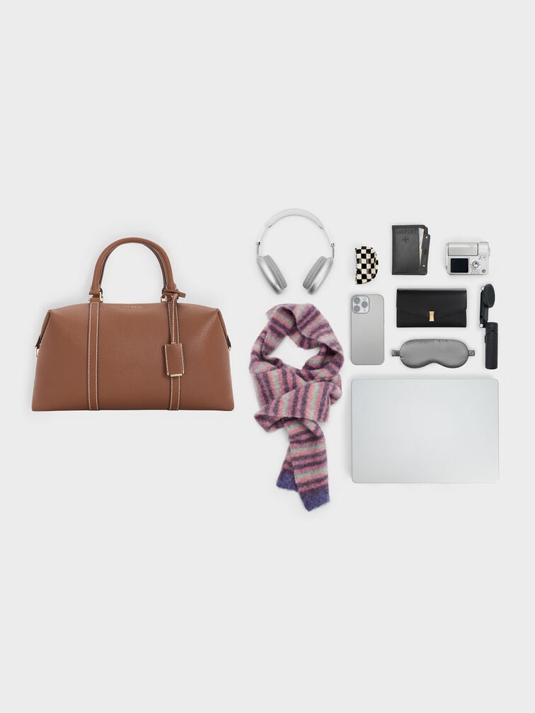 Chance Recycled Leather Bowling Bag, Chocolate, hi-res