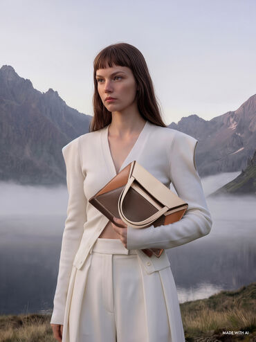 Nasrin Colourblock Geometric Tote Bag, Multi Brown, hi-res