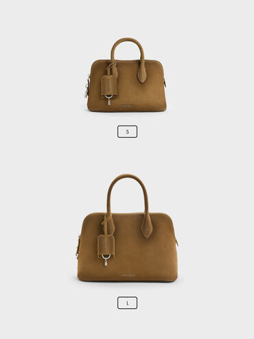 Large Ginevra Structured Bowling Bag, Sahara Sand, hi-res