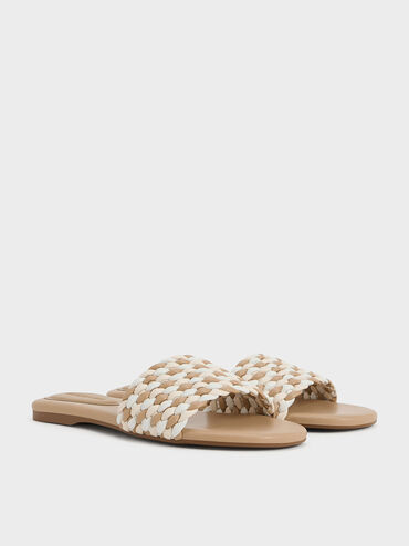 Woven Open-Toe Slides, Multi, hi-res