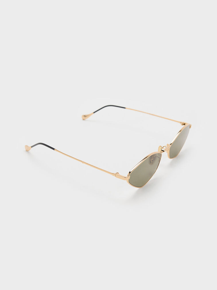 Jax Metal-Frame Geometric Sunglasses, Gold, hi-res