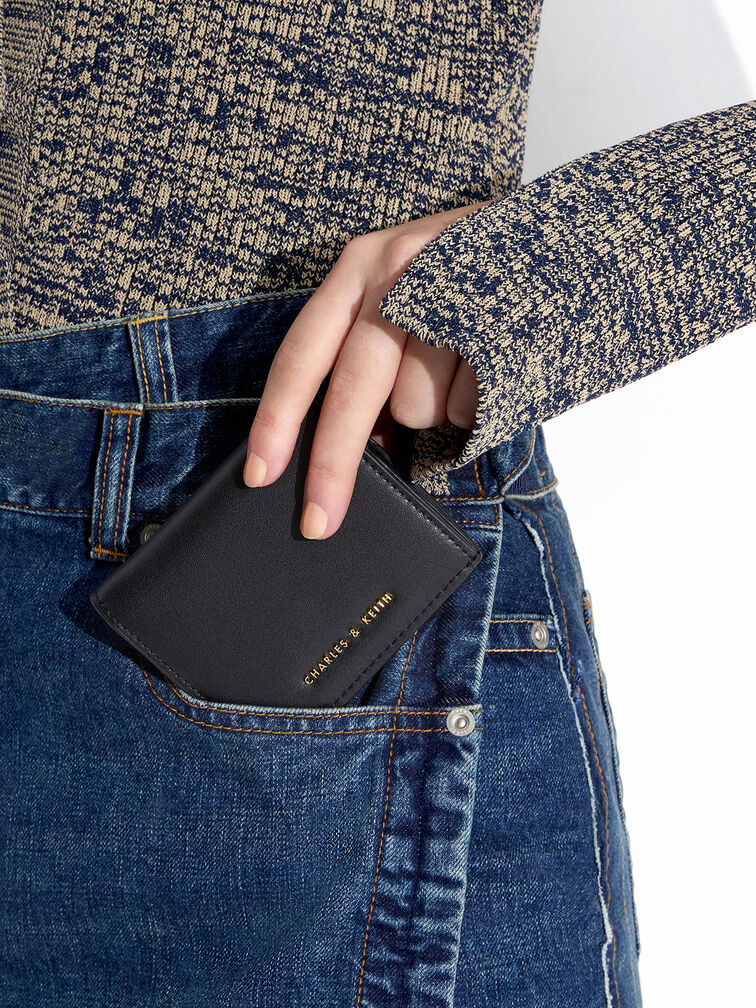 Zip Around Short Wallet, Black, hi-res