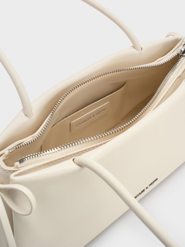 Hazel Bow Elongated Shoulder Bag, Cream, hi-res