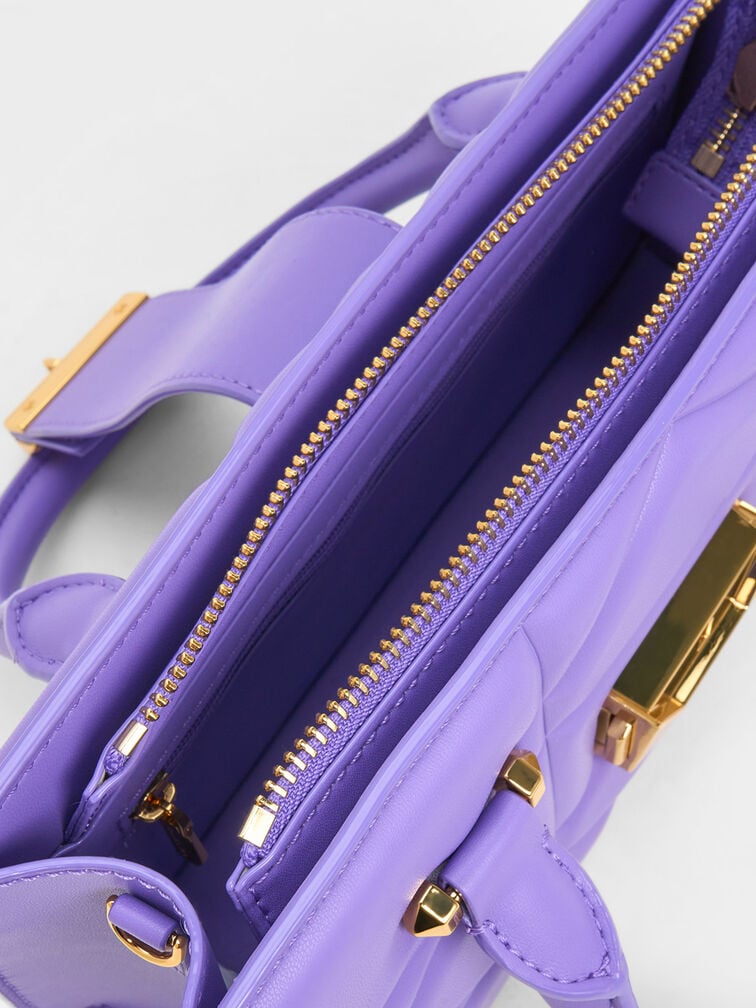 Blanche Quilted Top Handle Bag, Purple, hi-res