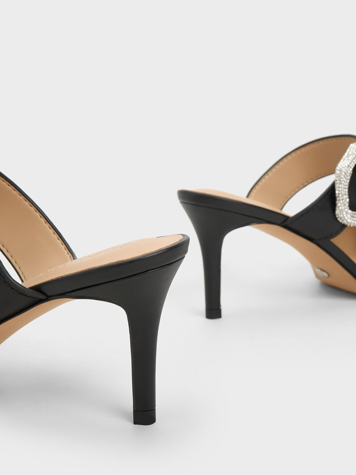 Black Gabine Leather Mule Pumps CHARLES KEITH IN
