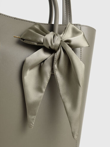 Bow Tote Bag, Taupe, hi-res