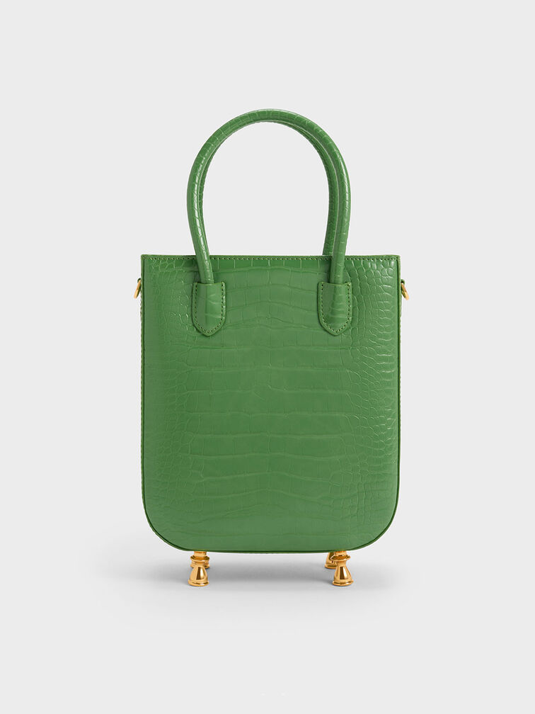 Meriah Croc-Embossed Tote Bag, Green, hi-res