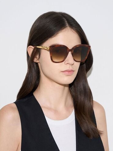 Oversized Square Acetate Sunglasses, T. Shell, hi-res
