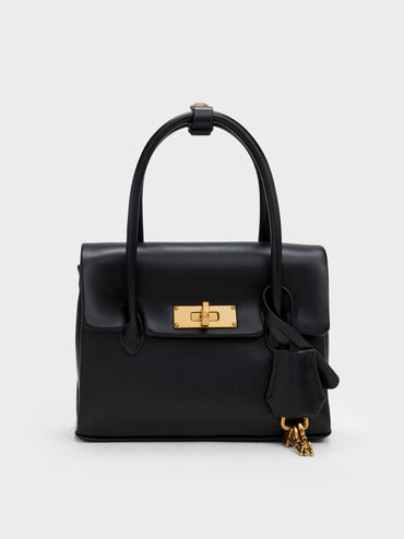 Mini Kerry Turn-Lock Tote Bag, Black, hi-res