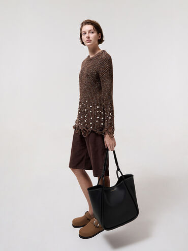 Lyla Tubular Slouchy Tote Bag, Black, hi-res