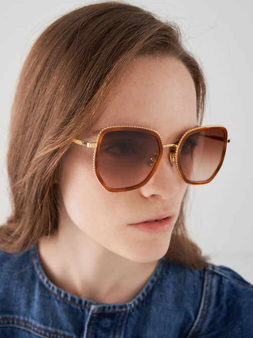 Recycled Acetate Butterfly Sunglasses, T. Shell, hi-res