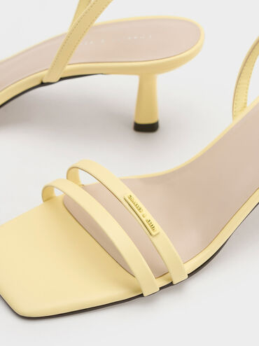 Double Strap Slingback Heeled Sandals, Yellow, hi-res