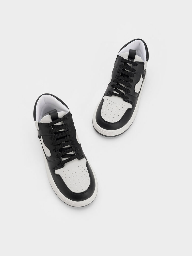 Two-Tone High-Top Platform Sneakers, Black, hi-res