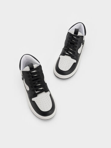 Two-Tone High-Top Platform Sneakers, Black, hi-res