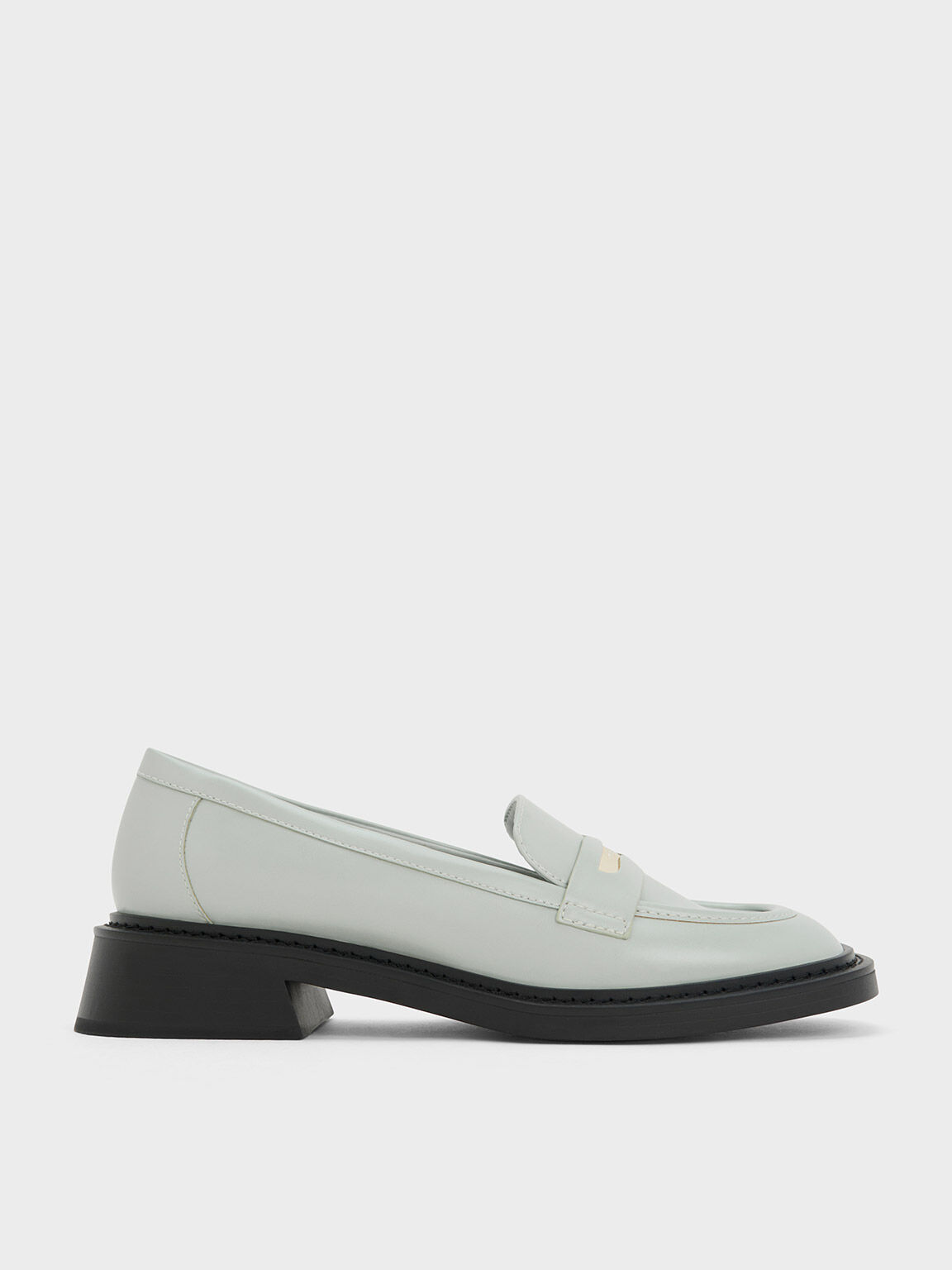Light Grey Metallic Penny Tab Loafers CHARLES KEITH IN