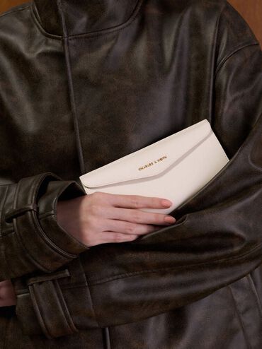 Envelope Long Wallet, Cream, hi-res