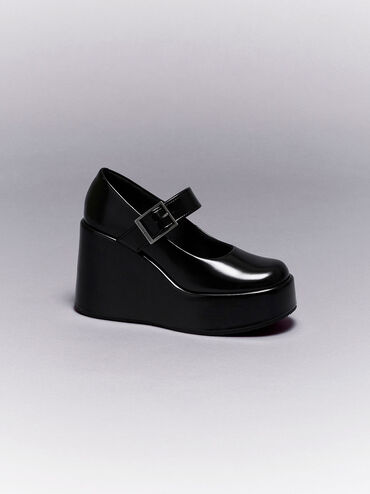 Cara Mary Jane Wedges, Black Box, hi-res
