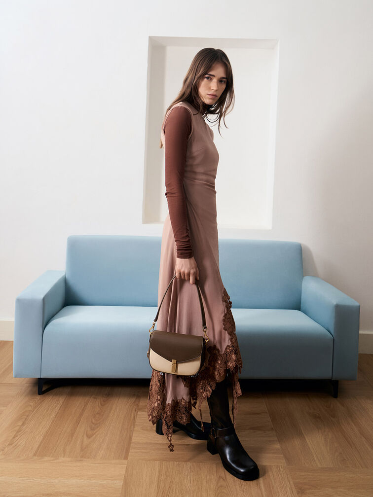 Aurelia Faux Suede Metallic-Accent Saddle Bag, Multi, hi-res