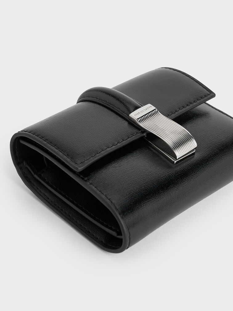 Wisteria Metallic-Accent Wallet, Noir, hi-res