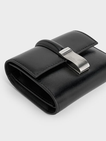 Wisteria Metallic-Accent Wallet, Noir, hi-res